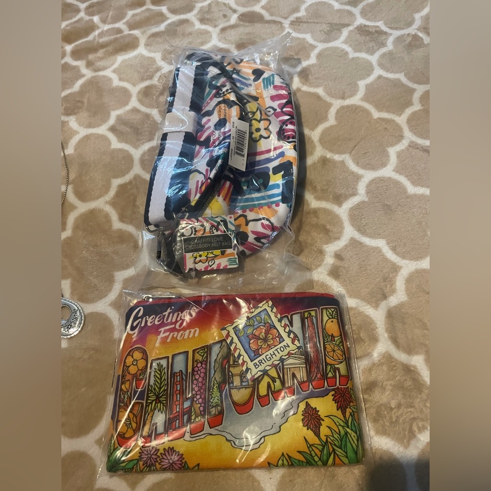 NWT Brighton Graffiti Love Crossbody Belt Bag with Brighton Postcard Pouch